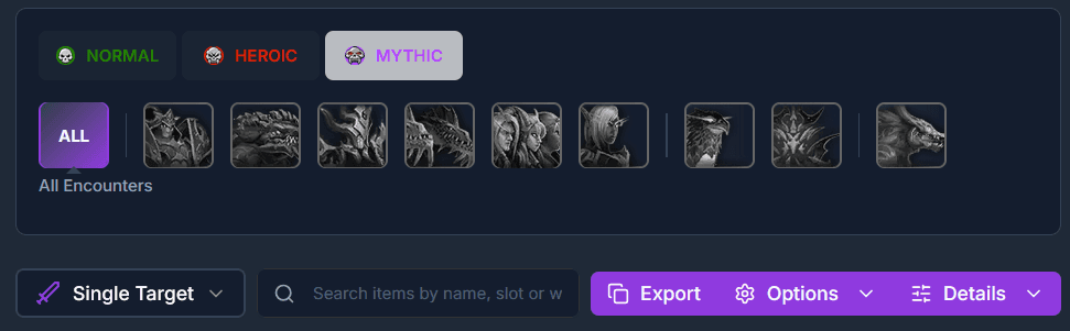 Export button on the Loot Drama website for copying priority data